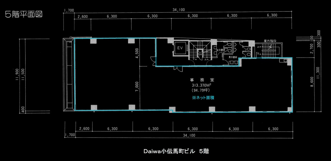 Daiwa小伝馬町ビルの5階フロア図
